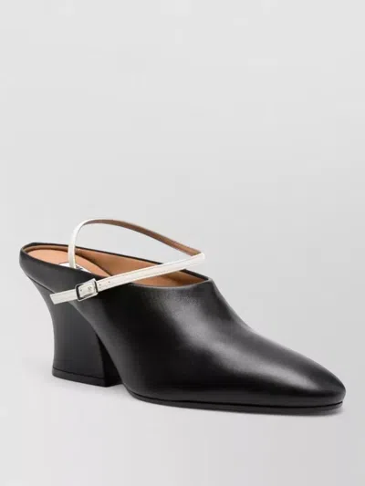 Jil Sander Block Heel Sling Back Pointed Toe Pumps In Black