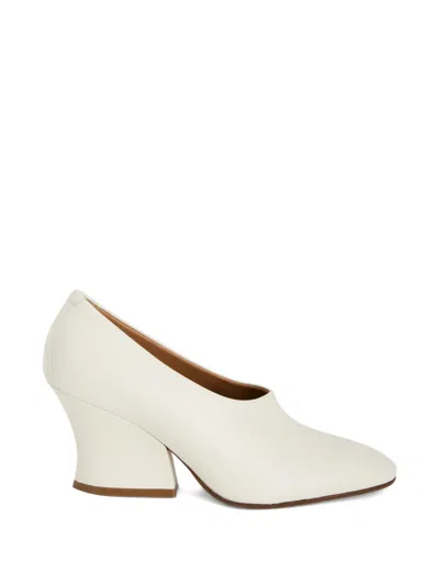 Jil Sander Block-heel Round-toe Pumps In White
