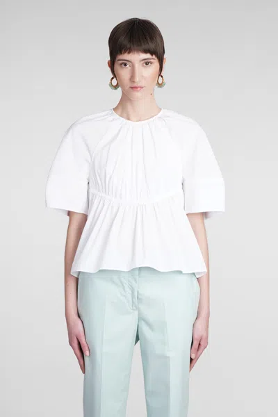 Jil Sander Peplum Waist Cut-out Top In White