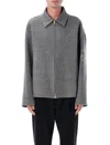Jil Sander Monogram Zip-up Wool Jacket In Gray