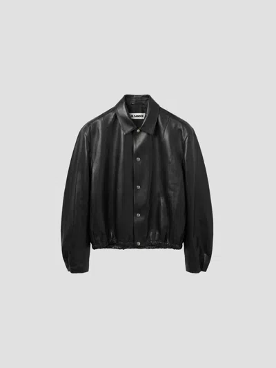 Jil Sander Blouson Jacket In 100% Bovine Leather In Black