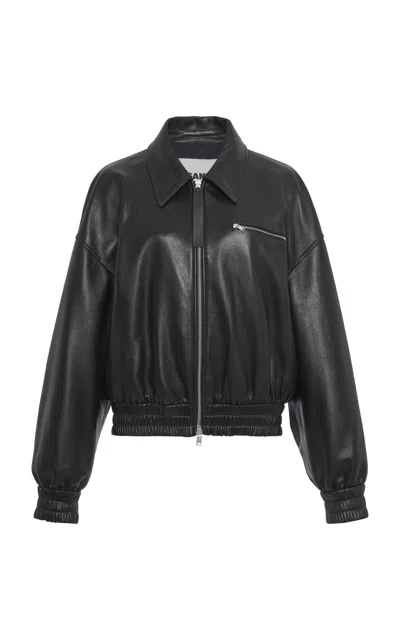 Jil Sander Blouson Leather Jacket In Black