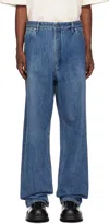 Jil Sander Blue Belted Jeans In 445 Canard