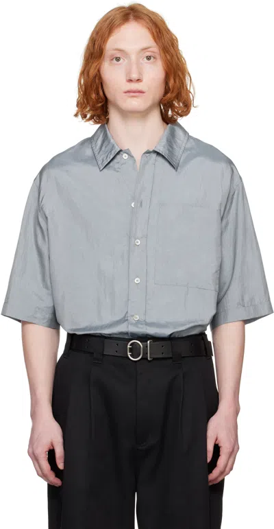 Jil Sander Blue Canvas Shirt In 051 Pewter Blue