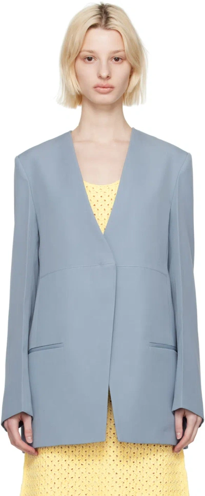 Jil Sander Tailor-made Collarless Wool Jacket In 041 French Blue