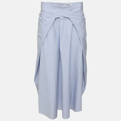 Pre-owned Jil Sander Blue Cotton Belted Midi Skirt S