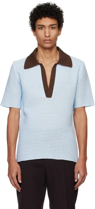 JIL SANDER BLUE COTTON POLO