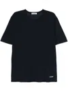 Jil Sander Blue Cotton T-shirt With Small White Logo In Blue