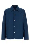 Jil Sander Cotton Windbreaker With Collared Neck And Front Pockets In Blue