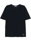 Jil Sander Blue Cotton T-shirt With Small White Logo In Black
