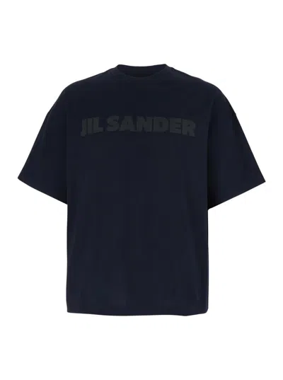 Jil Sander Cotton Jersey Logo T-shirt In Black