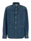 Jil Sander Women Blue Shirt With Classic Collar And Logo Patch On The Rear In Denim Woman In Blue