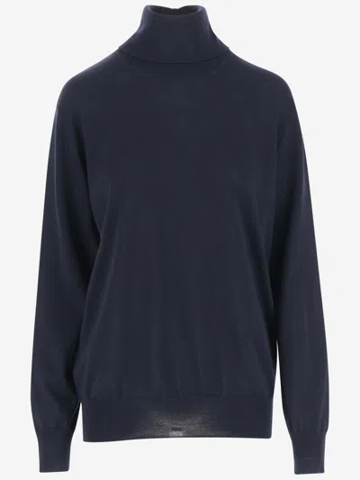Jil Sander Blue High-neck Pullover
