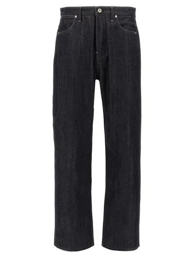 Jil Sander Blue Jeans With Belt Loops And Logo Patch On The Rear In Denim Man