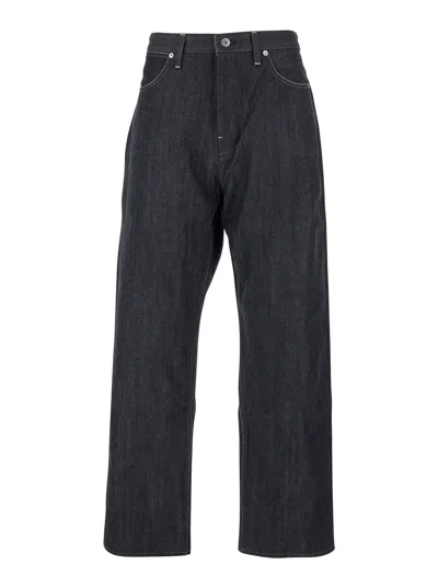 JIL SANDER JIL SANDER MEN BLUE JEANS WITH BELT LOOPS AND LOGO PATCH ON THE REAR IN DENIM MAN