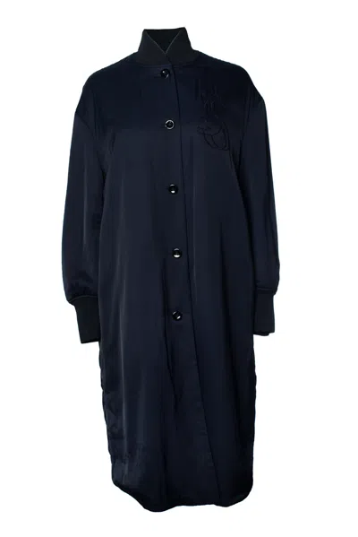 Jil Sander , Blue Long Bomber Sport Coat In Multi