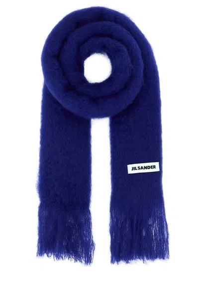 Jil Sander Blue Mohair Blend Scarf
