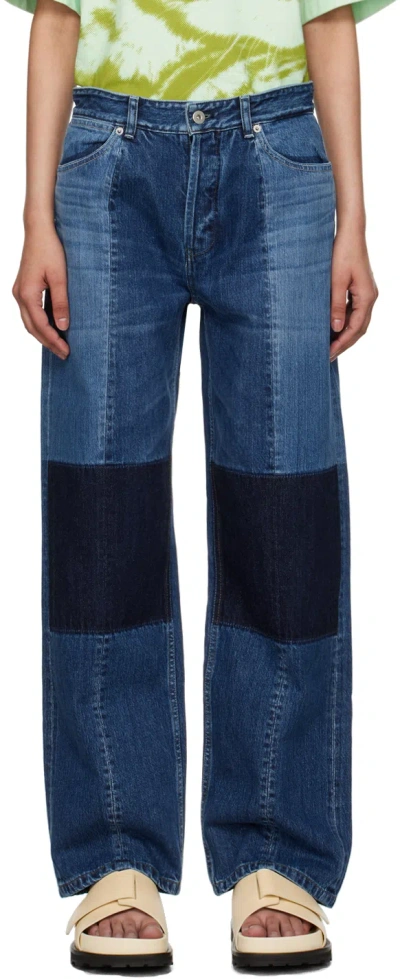 Jil Sander Blue Paneled Jeans In 484 Cobalt Blu