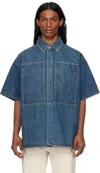 Jil Sander 168 Short Sleeve Shirt In 420 Blue