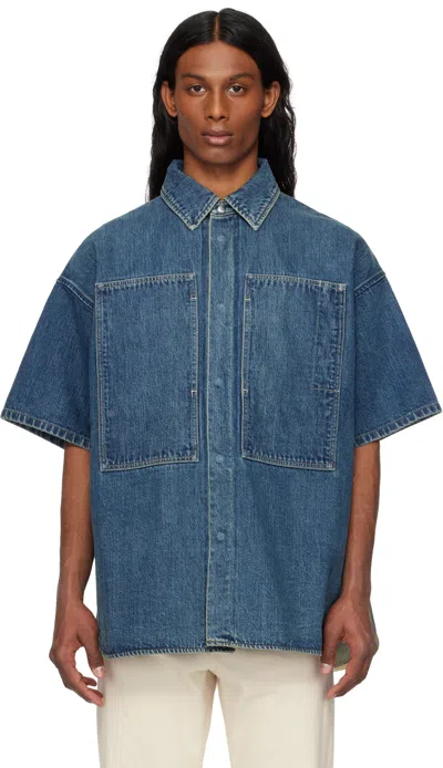 JIL SANDER BLUE PATCH POCKET DENIM OVERSHIRT