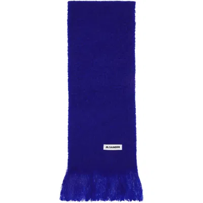 Jil Sander Blue Plain Scarf