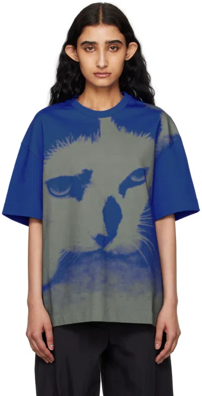Jil Sander Blue Printed T-shirt In 094 Blue Aurea
