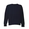 Jil Sander Blue Ribbed Cotton Oversized Crewneck Sweater In Black