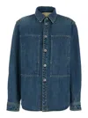 Jil Sander Women Blue Shirt With Classic Collar And Logo Patch On The Rear In Denim Woman In Blue