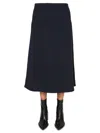 Jil Sander Blue Solid Midi Skirt In Blue
