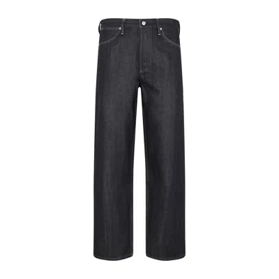 Jil Sander Contrast-stitching Cotton Straight-leg Jeans In Blue