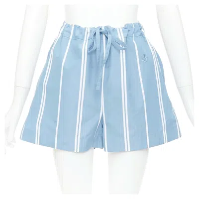 Pre-owned Jil Sander Blue White Striped High Waisted Drawstring Boxer Shorts Fr34 Xs