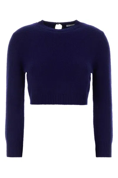 Jil Sander Wool Blend Sweater Long Sleeves Cropped In Blue