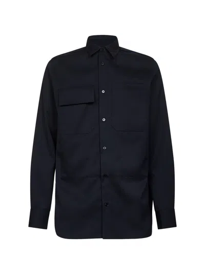Jil Sander Blue Wool Gabardine Shirt