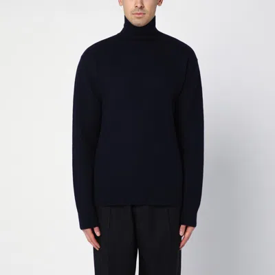 Jil Sander Blue Wool Turtleneck Sweater