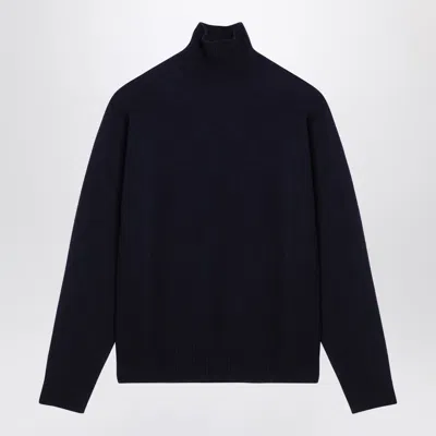 Jil Sander Blue Wool Turtleneck Sweater In Burgundy