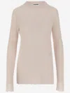 Jil Sander Fine-ribbed Top In Beige