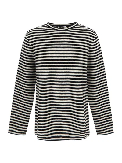 Jil Sander Boiled Striped Wool Compact Jersey In Multicolor