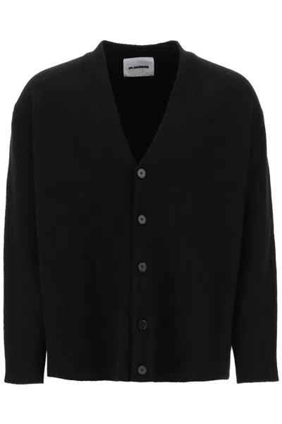 Jil Sander Boiled Wool Cardigan In Black