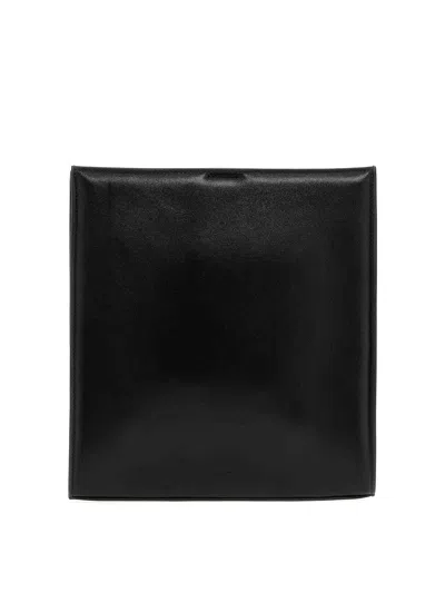 Jil Sander Leather Shoulder Strap In Negro