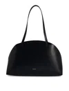 Jil Sander 'curve Medium' Black Shoulder Bag With Embossed Logo On The Front And Curved Design In Black