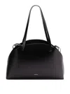 Jil Sander 'curve Medium' Black Shoulder Bag With Embossed Logo On The Front And Curved Design In Black