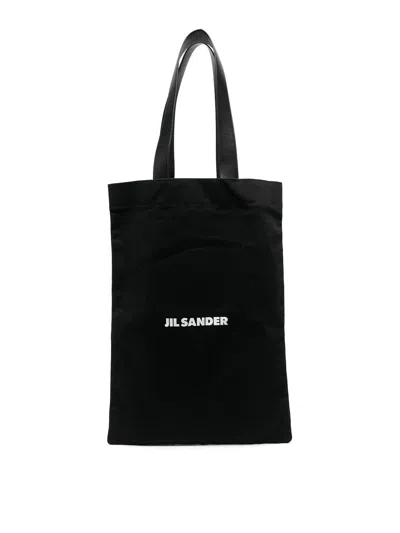Jil Sander Borsa Shopping In Tela Nera Donna In Black