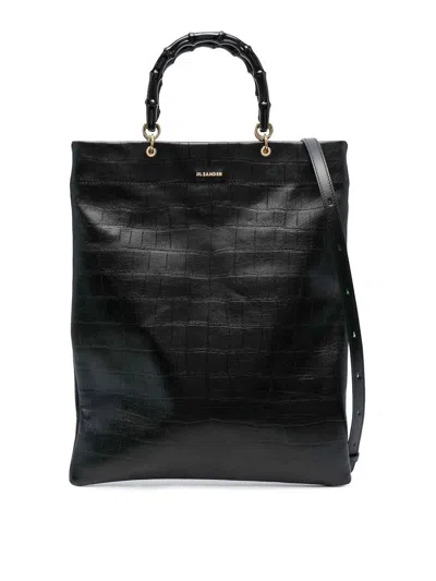 Jil Sander Bamboo Shopper Md In Black