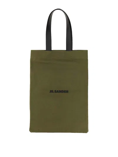 Jil Sander Tote Bag With Logo In Green