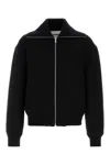 Jil Sander Black Wool Sweather With Zip Up Element In Black