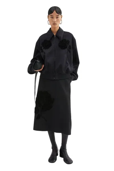 Jil Sander Bomber Floral Relieve Black In Blue