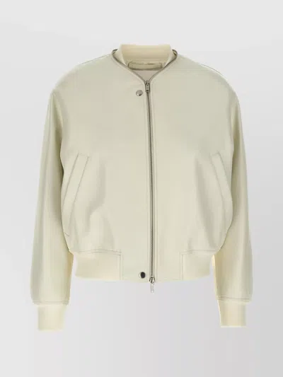 JIL SANDER BOMBER JACKET WITH RIBBED CUFFS AND HEM