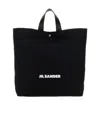 Jil Sander Black Canvas Shopping Bag In Black