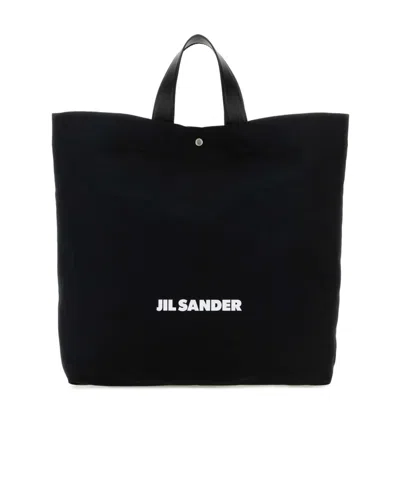 Jil Sander Book Canvas Tote Bag In Black