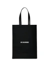 Jil Sander Logo Print Cotton-linen Blend Tote Bag In Black